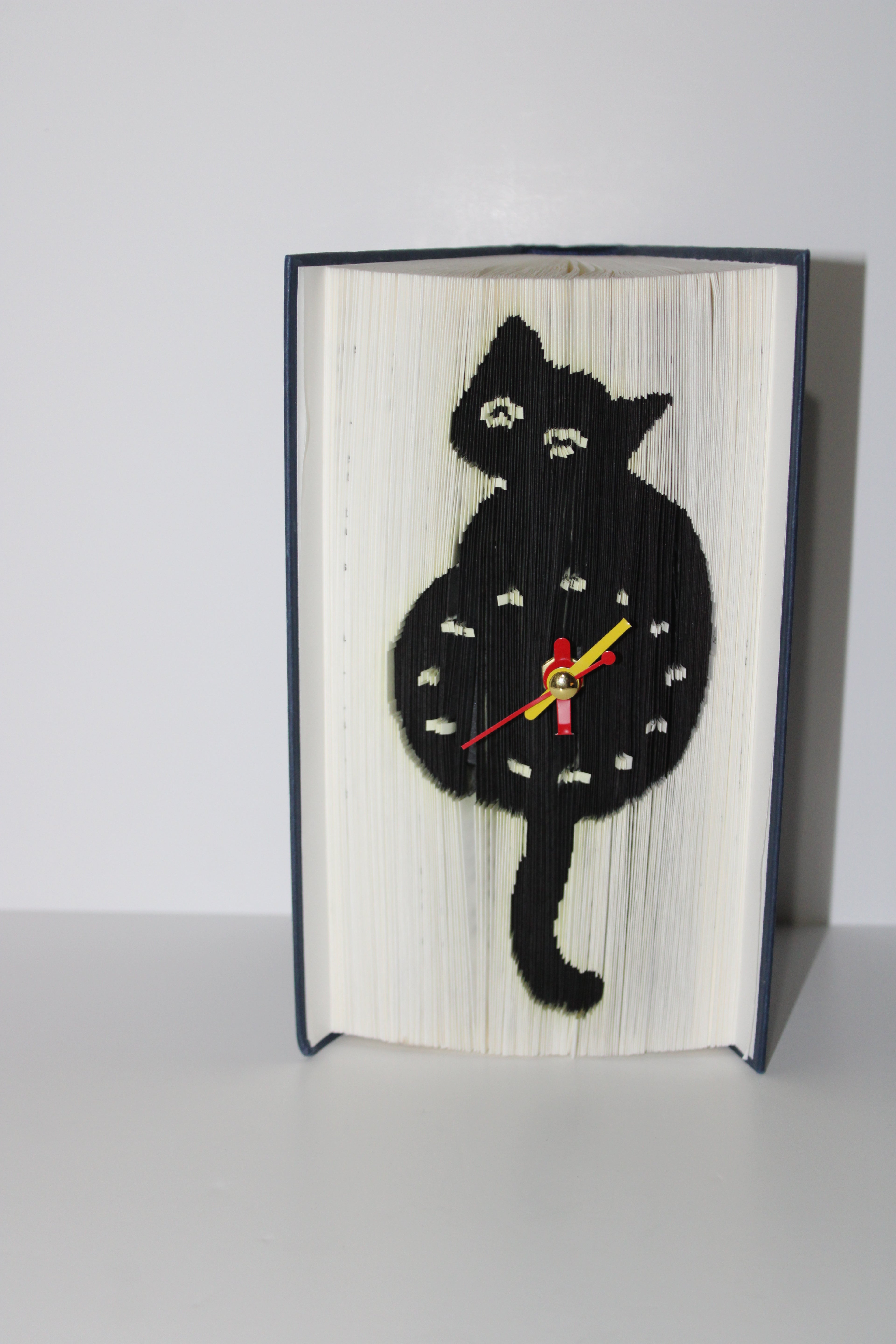 Livre pendule chat noir