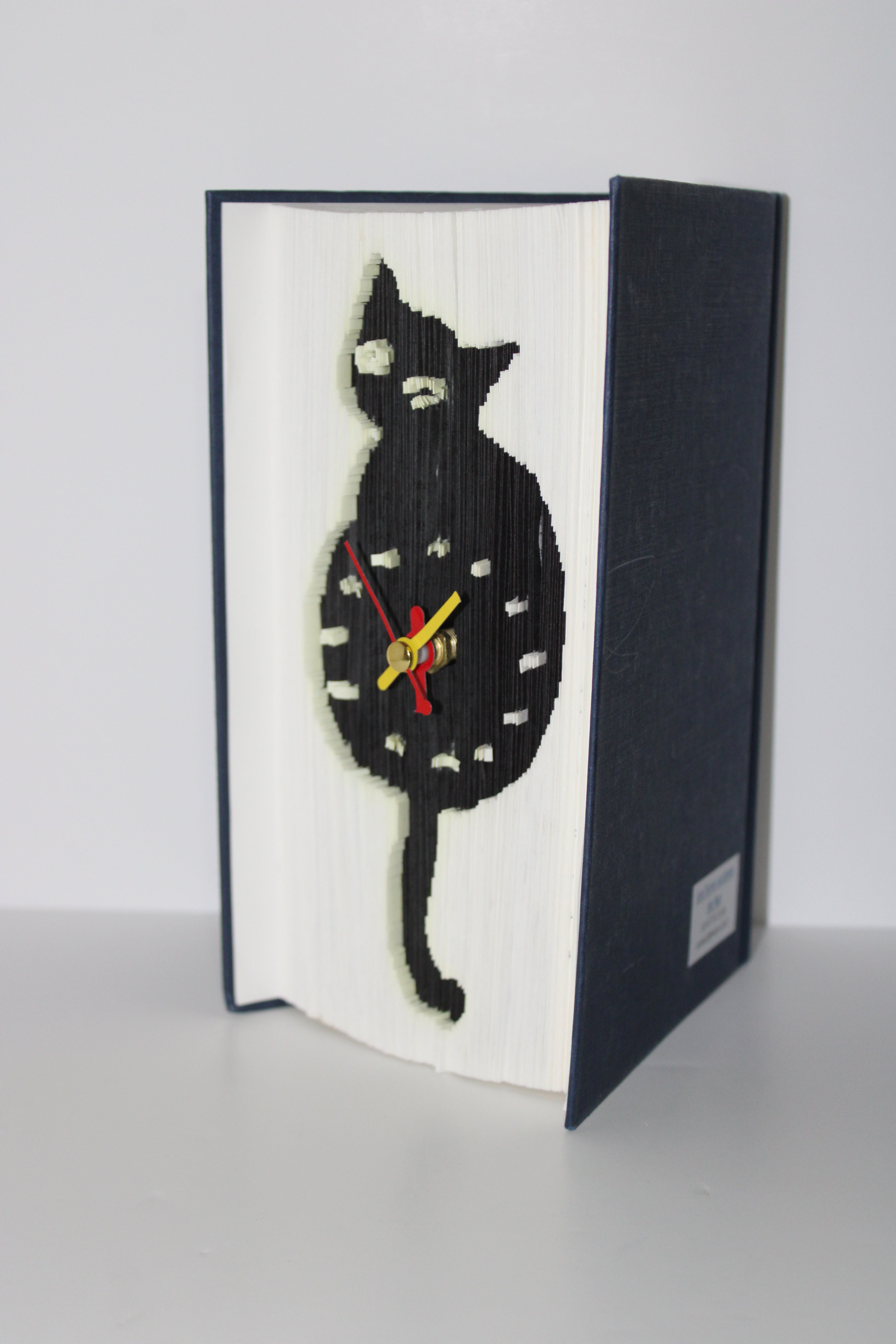 Livre pendule chat noir