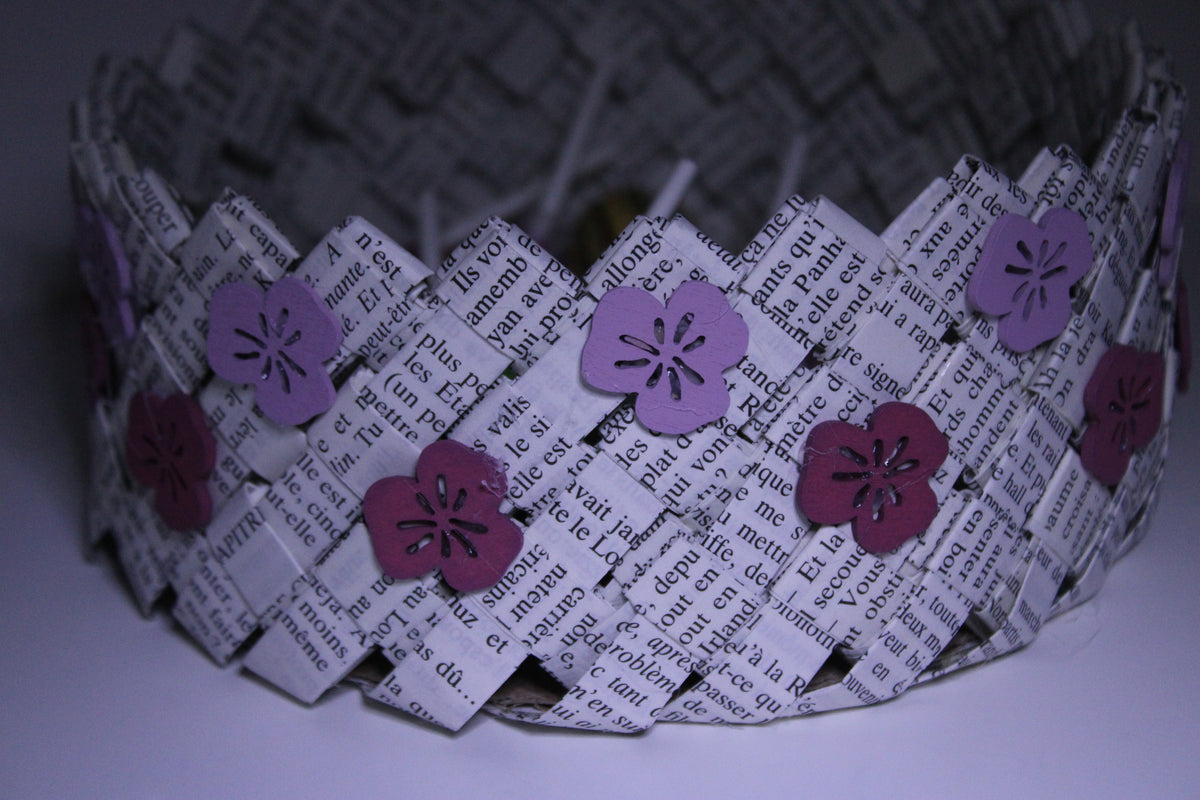 panier fleurs en bois