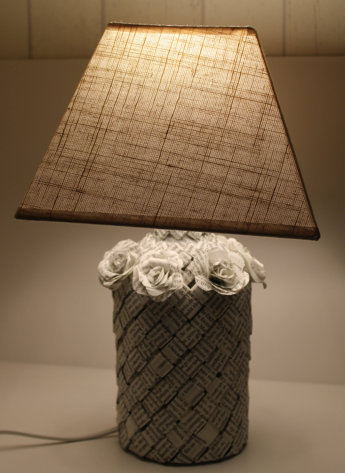 Livre lampe roses en papier